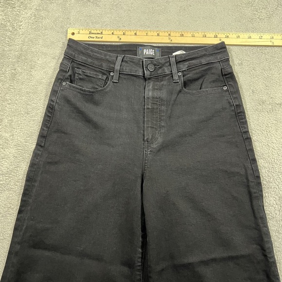 Paige Jeans Womens 27 Wide Leg Baggy Cropped Black Demin 24" Inseam - Picture 4 of 13